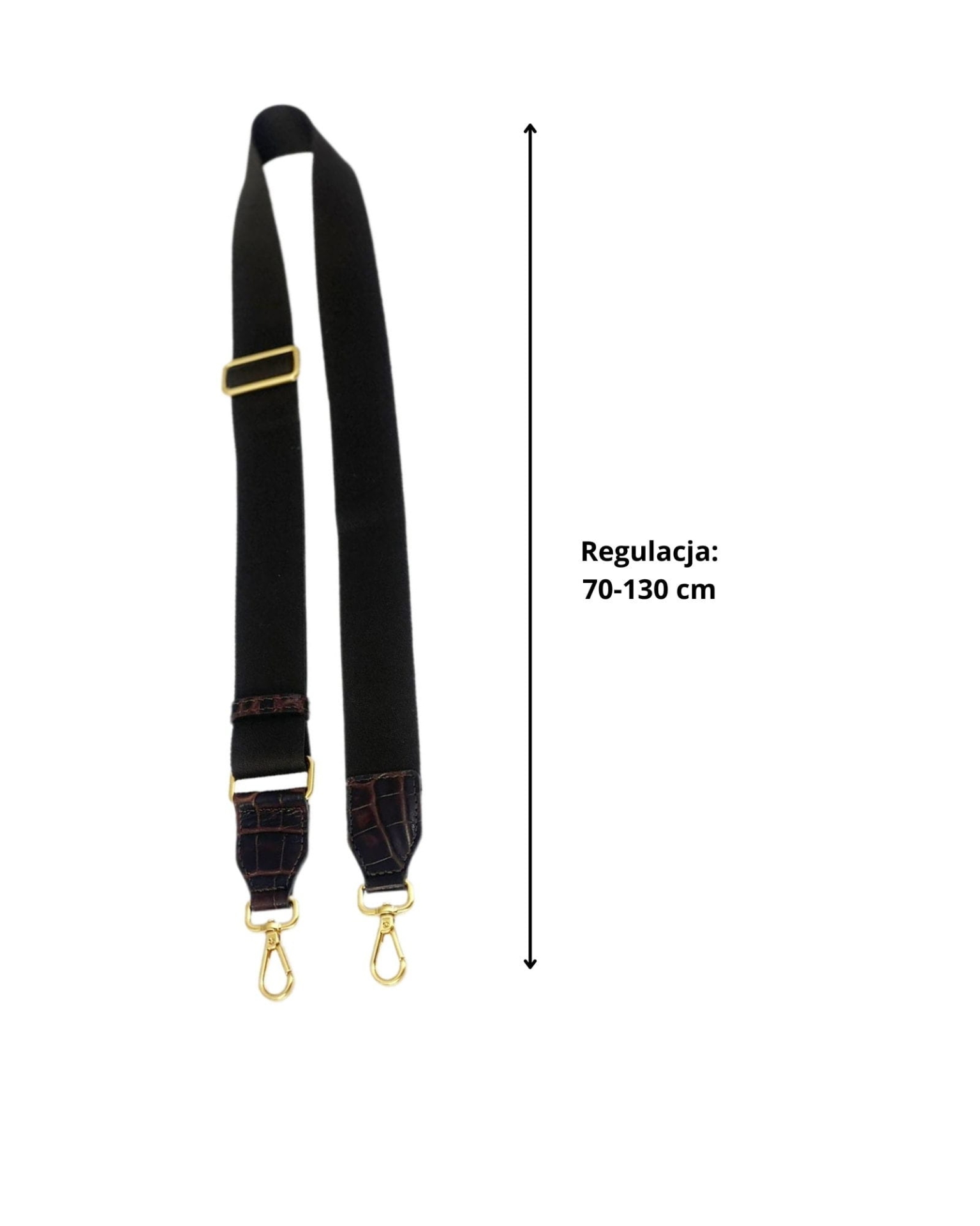 Pasek do torebki bawełniany brązowy z wykończeniem skórzanym