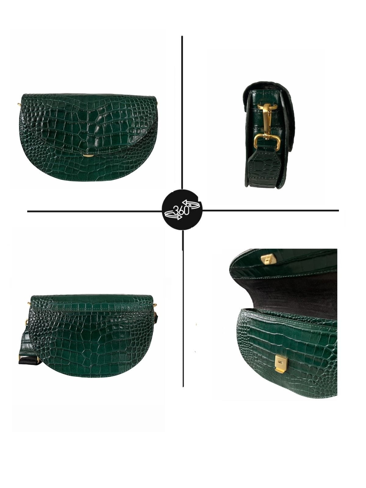 ROSALIE butelkowa zieleń torebka damska półksiężyc