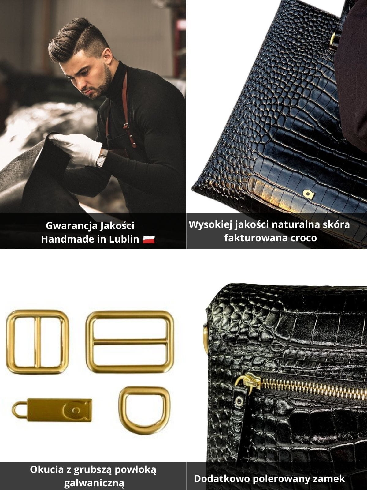 CHARLOTTE czarna torebka damska półksiężyc