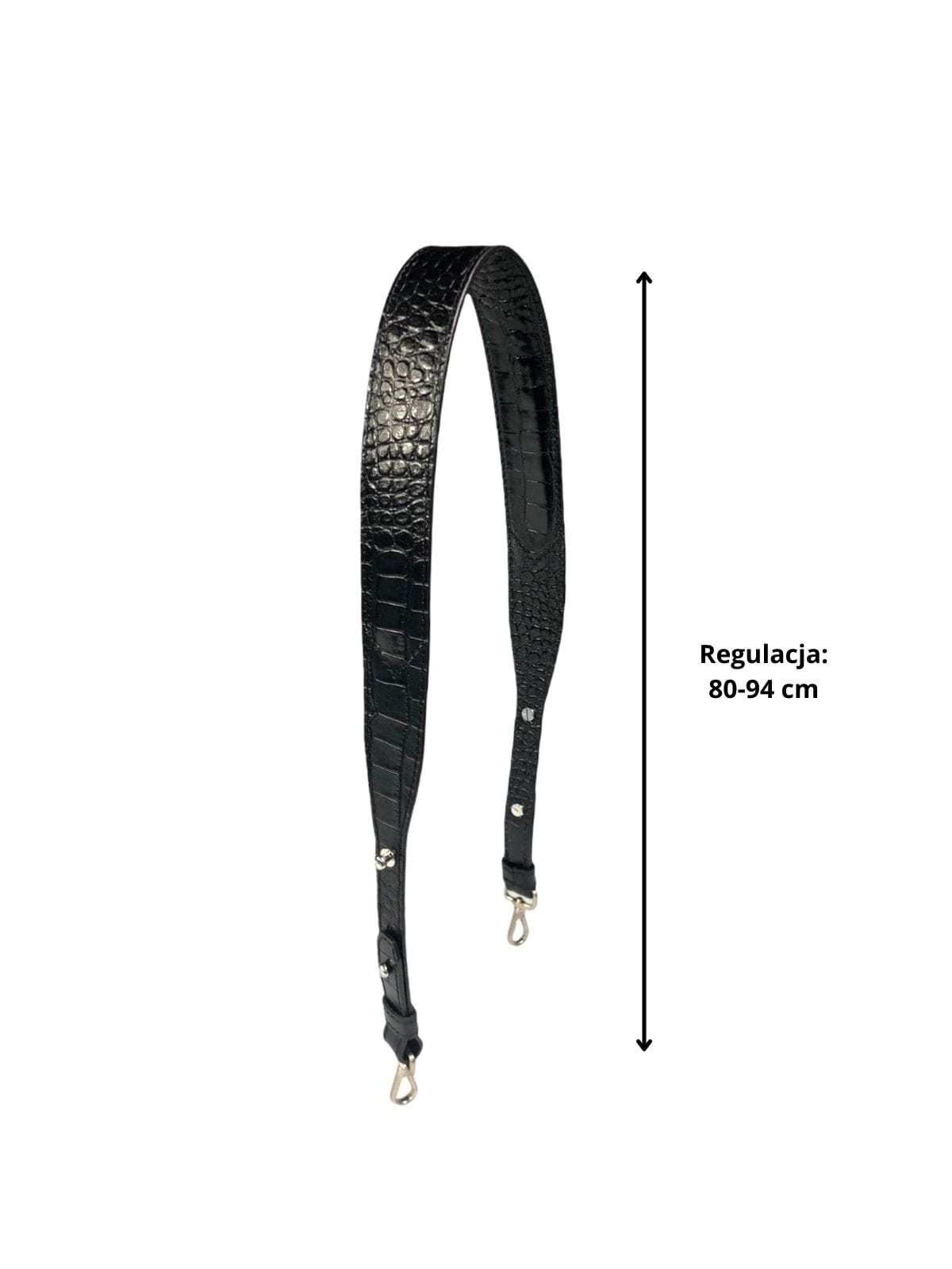Skórzany czarny szeroki 4 cm pasek do torebki srebrne elementy