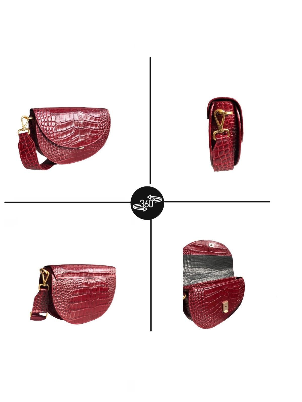 ROSALIE kolor wina torebka damska półksiężyc