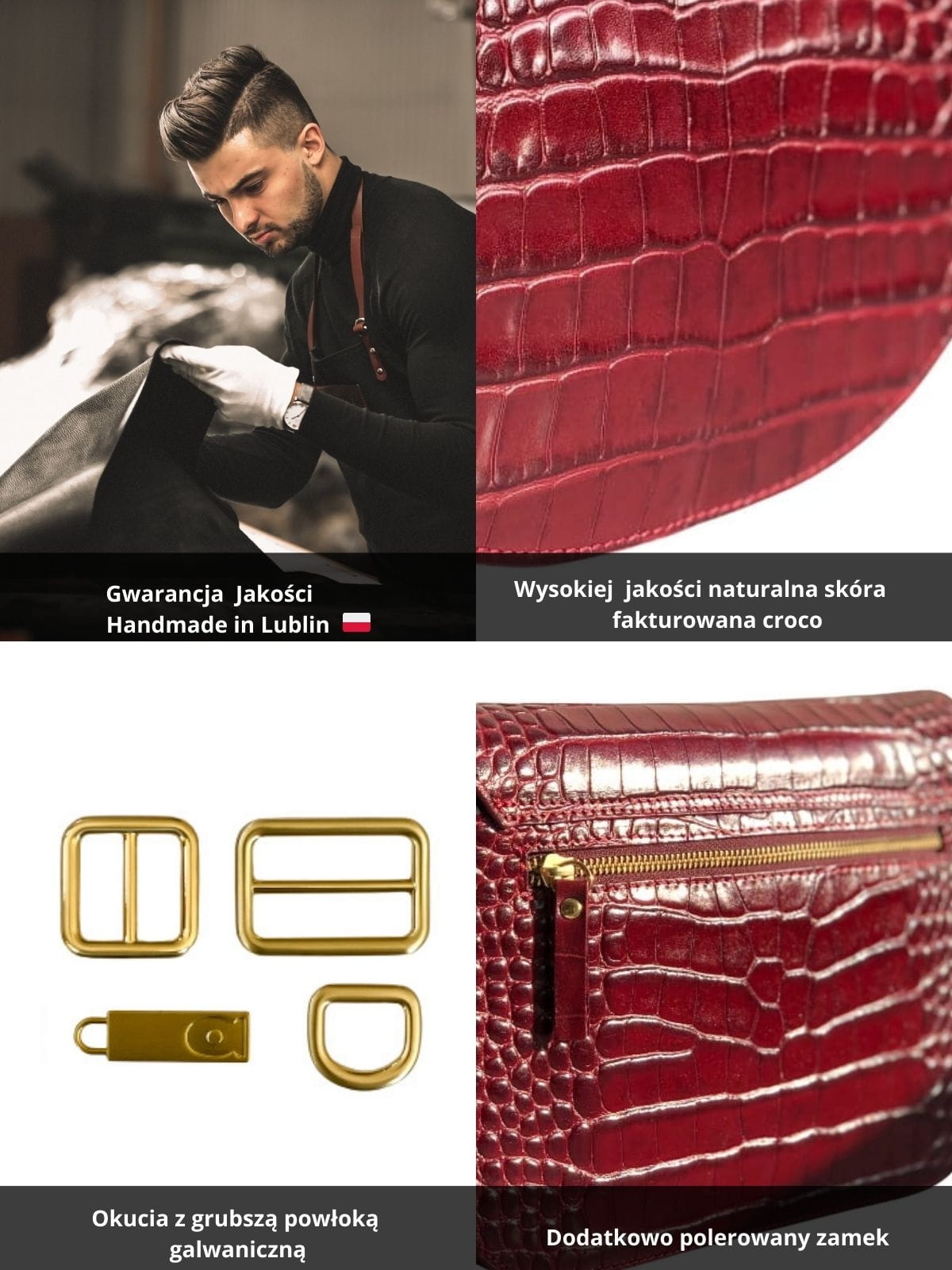 ROSALIE kolor wina torebka damska półksiężyc