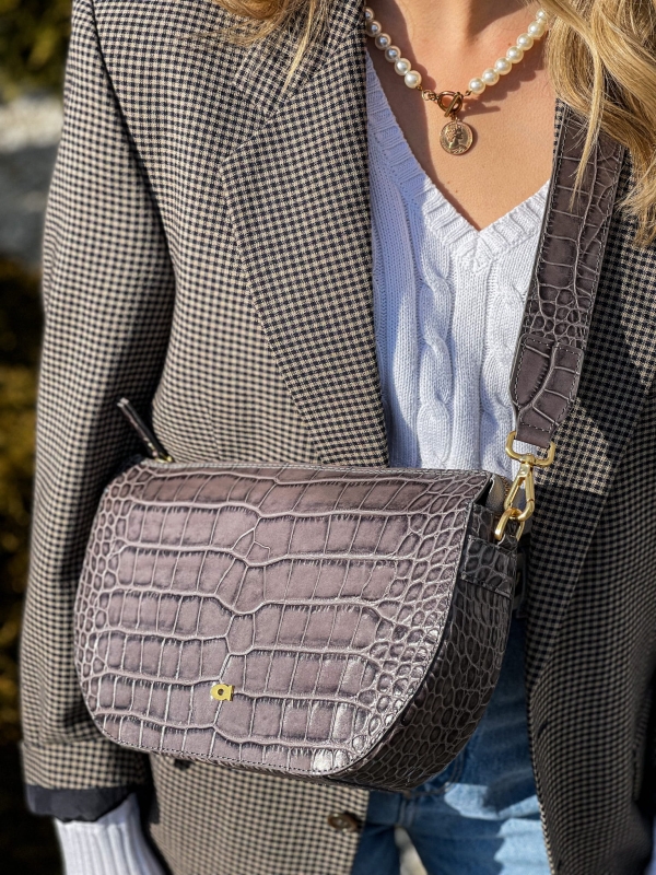 CHARLOTTE szara torebka damska półksiężyc