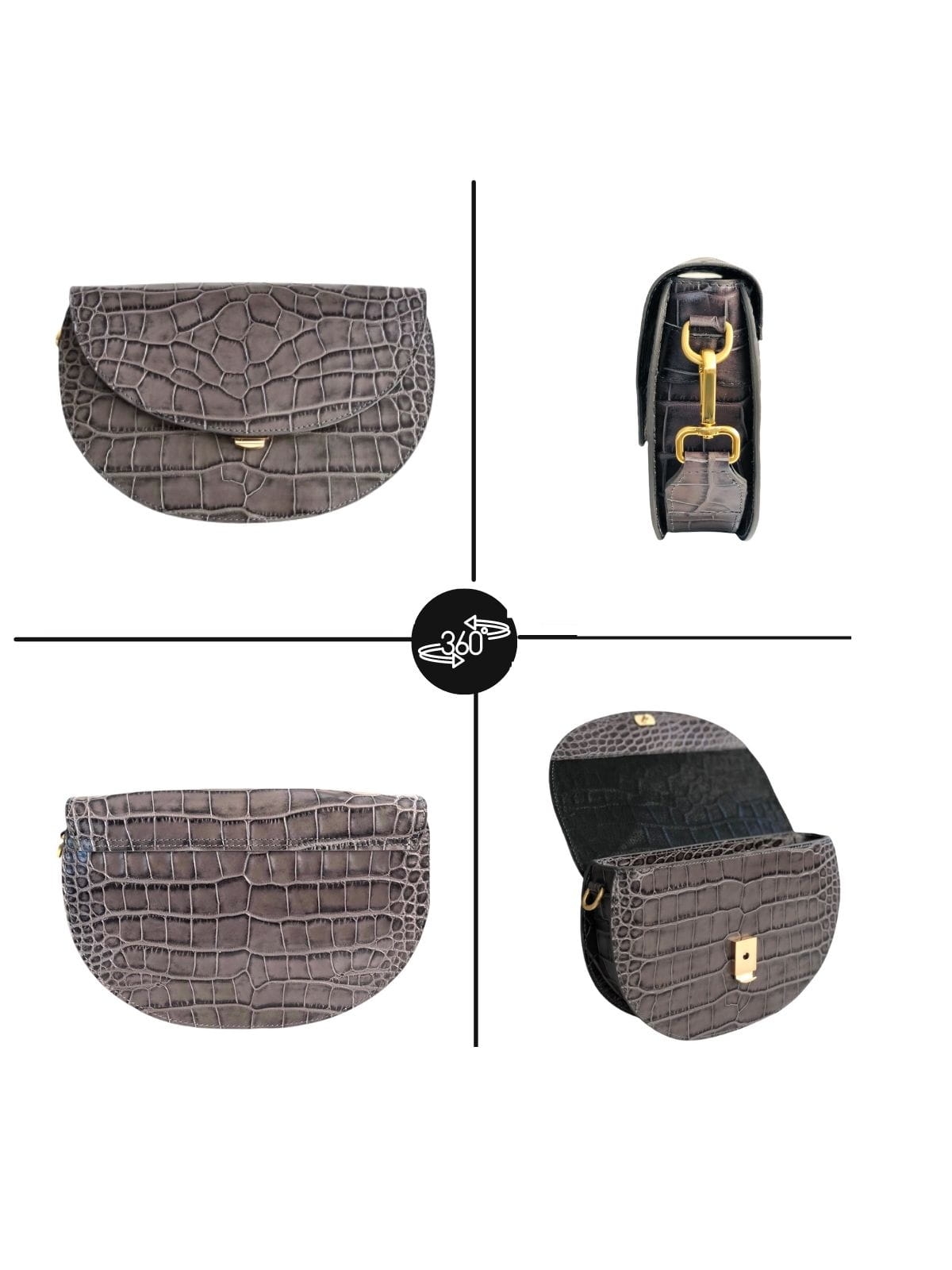 ROSALIE szara torebka damska półksiężyc