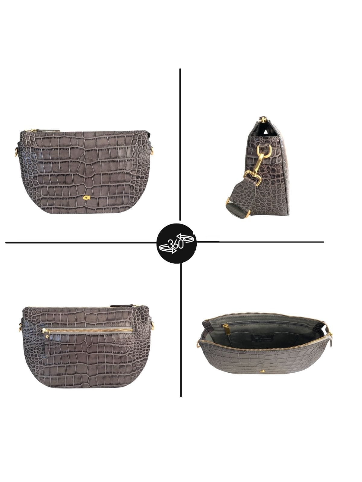 CHARLOTTE szara torebka damska półksiężyc