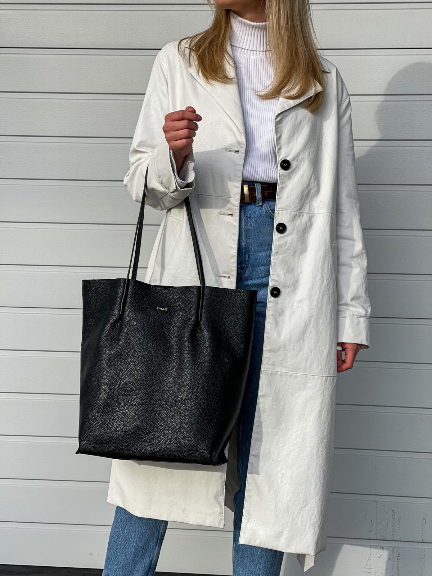 BLANKA torba shopper damska duża skórzana czarna