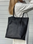 BLANKA czarna torba shopper damska duża skórzana shopperka