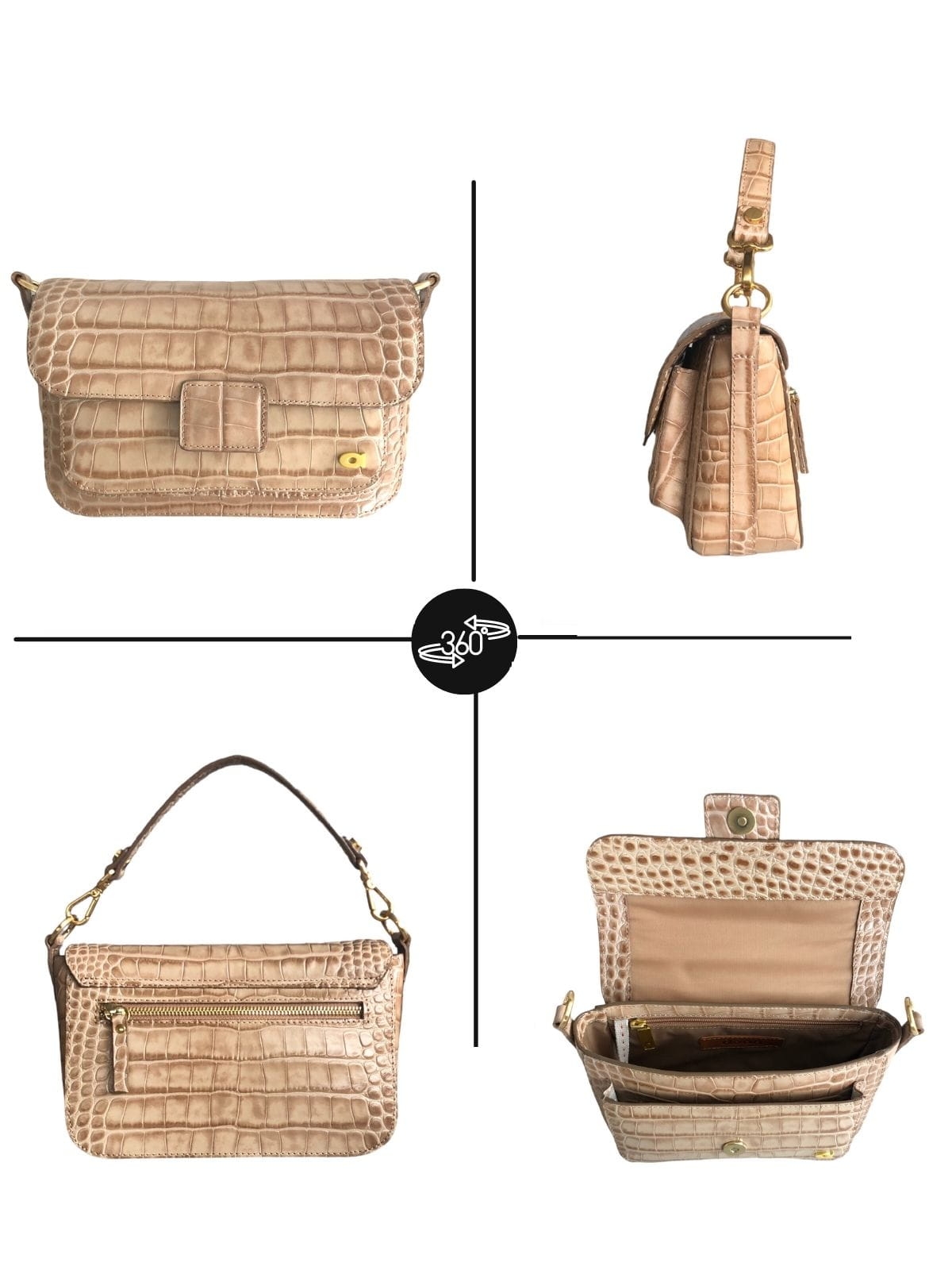 MADELINE MINI beżowa skórzana torebka damska