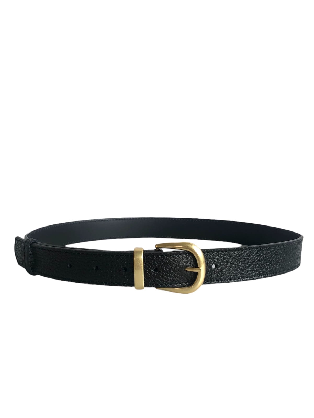 ELSA Pasek damski skórzany do spodni z klamrą czarny