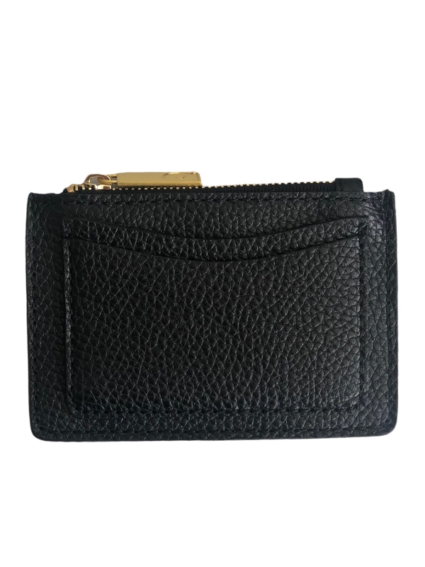 DAAG ZERO WASTE czarne skórzane etui na karty z suwakiem złotym skóra groszek
