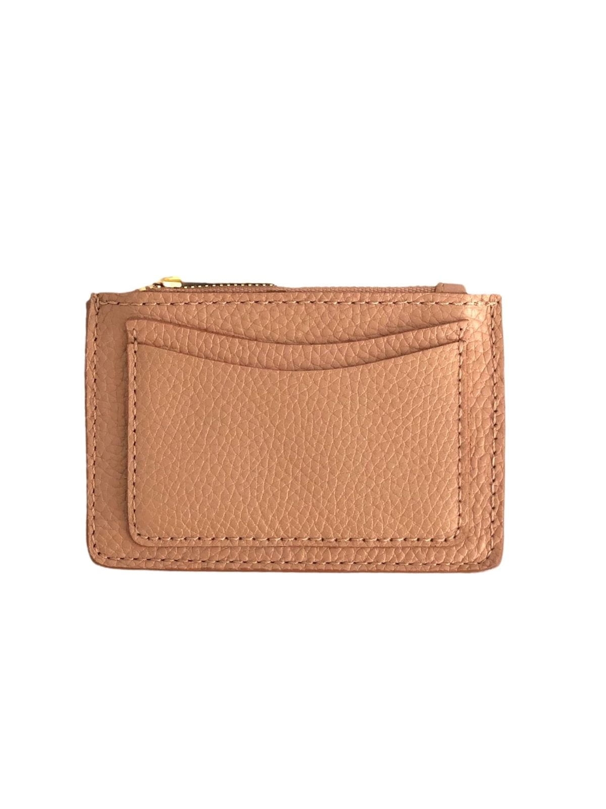 DAAG ZERO WASTE beżowe skórzane etui na karty z suwakiem złotym skóra groszek