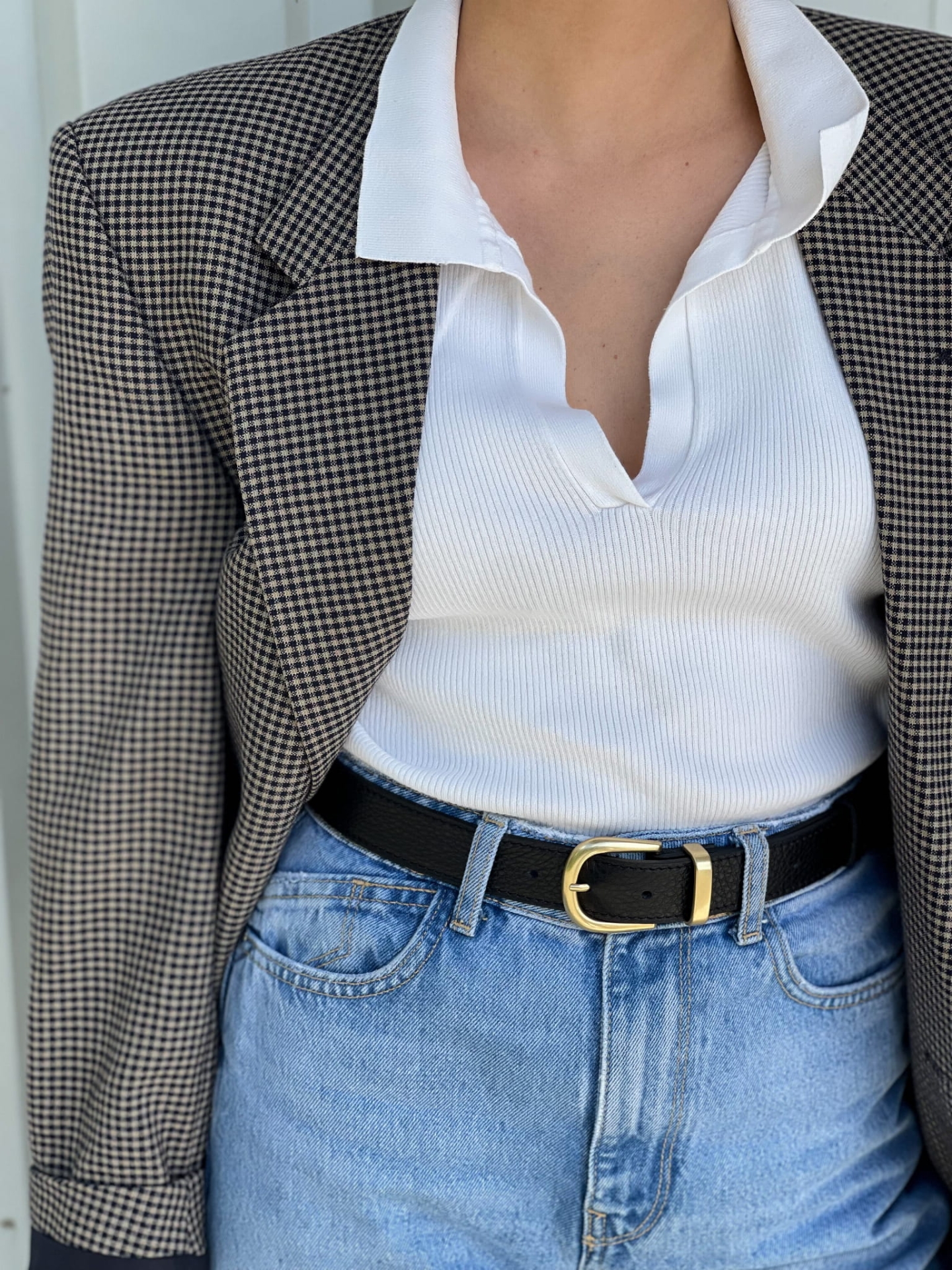 ELSA Pasek damski skórzany do spodni z klamrą czarny