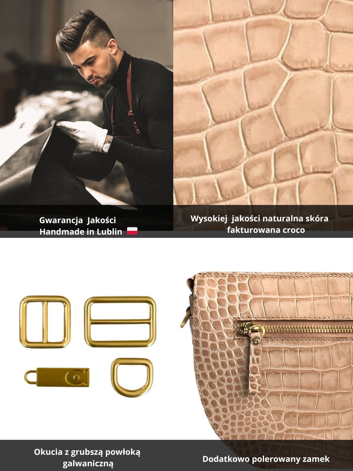 CHARLOTTE beżowa torebka damska półksiężyc