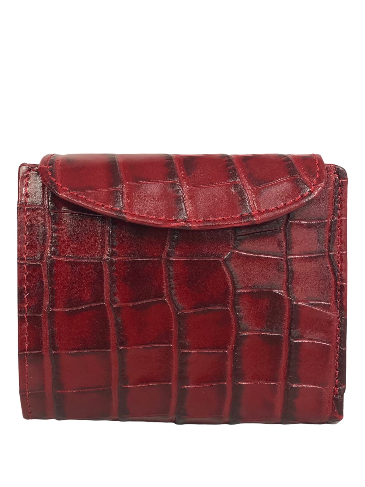 MELANIE czerwony skórzany portfel damski croco