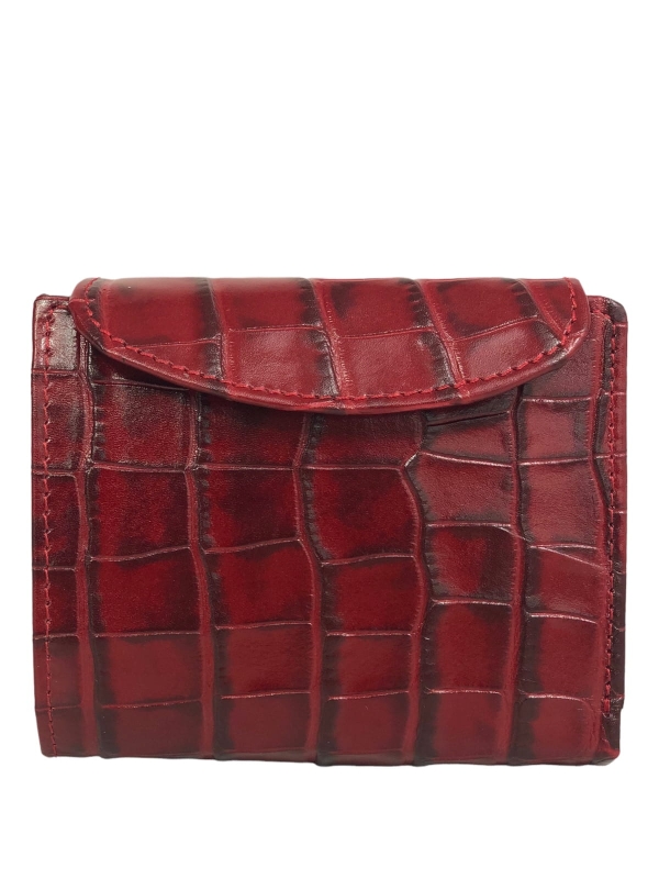 MELANIE czerwony skórzany portfel damski croco