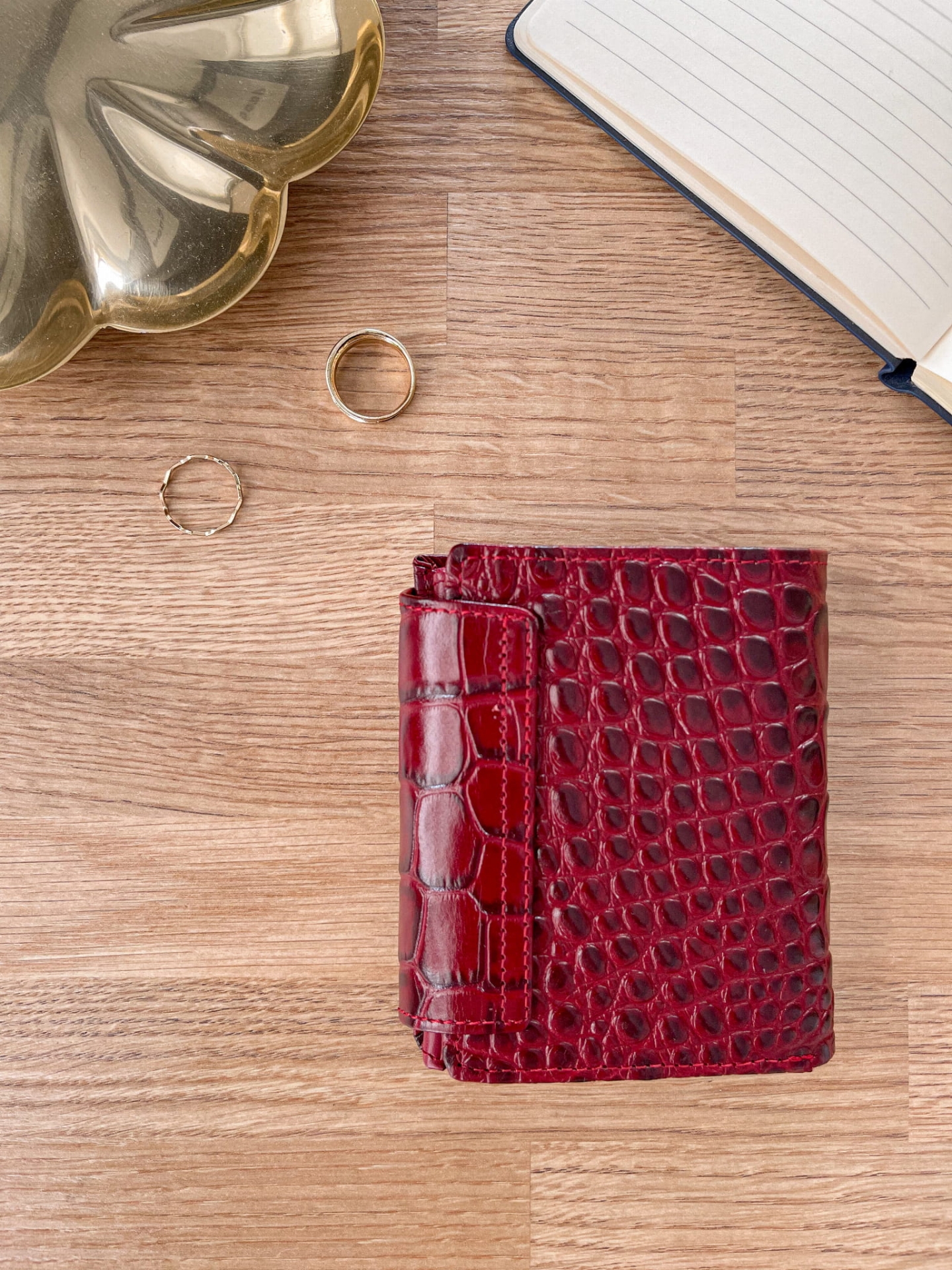 MELANIE czerwony skórzany portfel damski croco