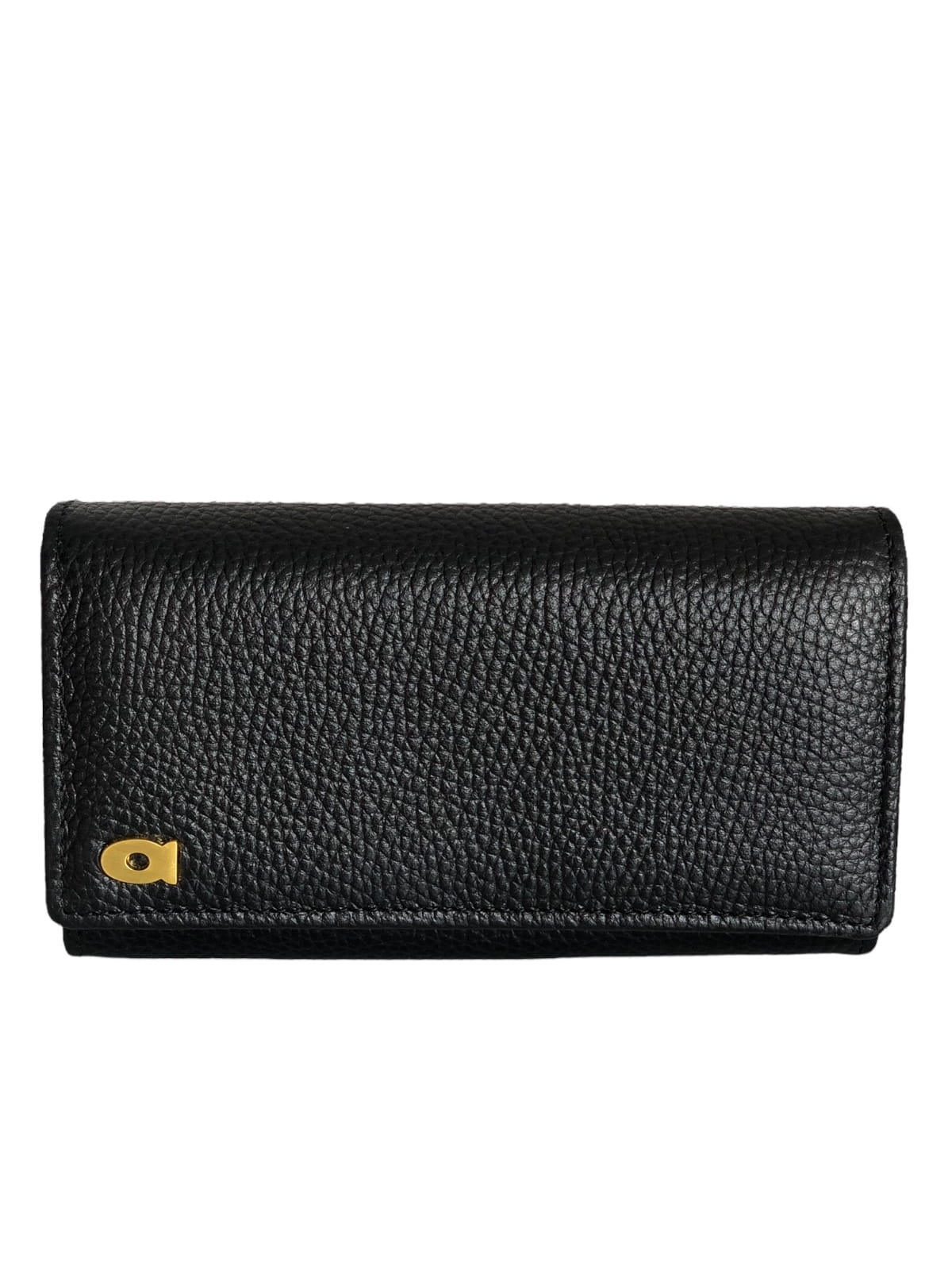 ELVA czarny skórzany portfel damski groszek