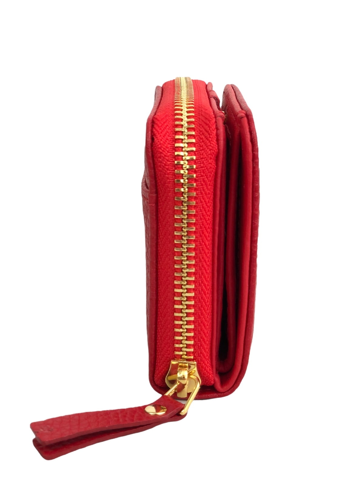 DIANA czerwony portfel damski skórzany groszek