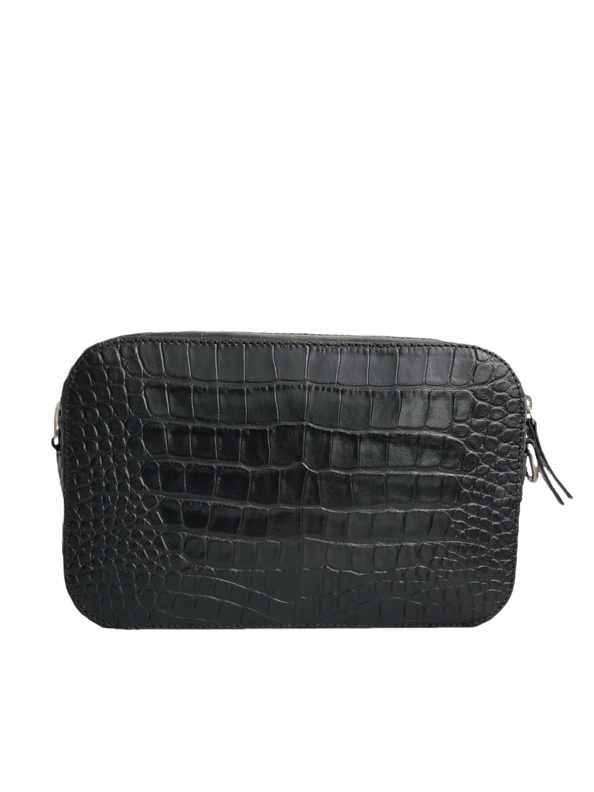 SALLY 1 czarna skórzana torebka damska listonoszka C srebrne elementy