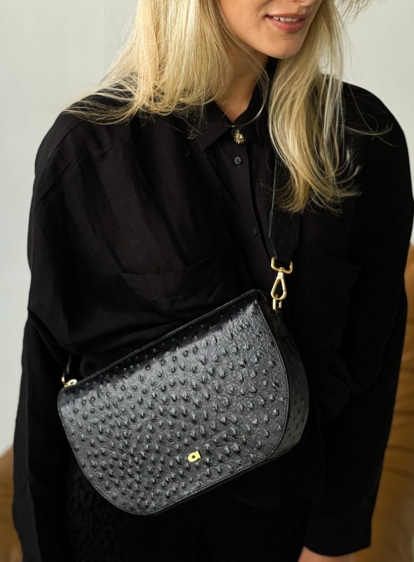 CHARLOTTE czarna torebka damska półksiężyc torba na ramię s