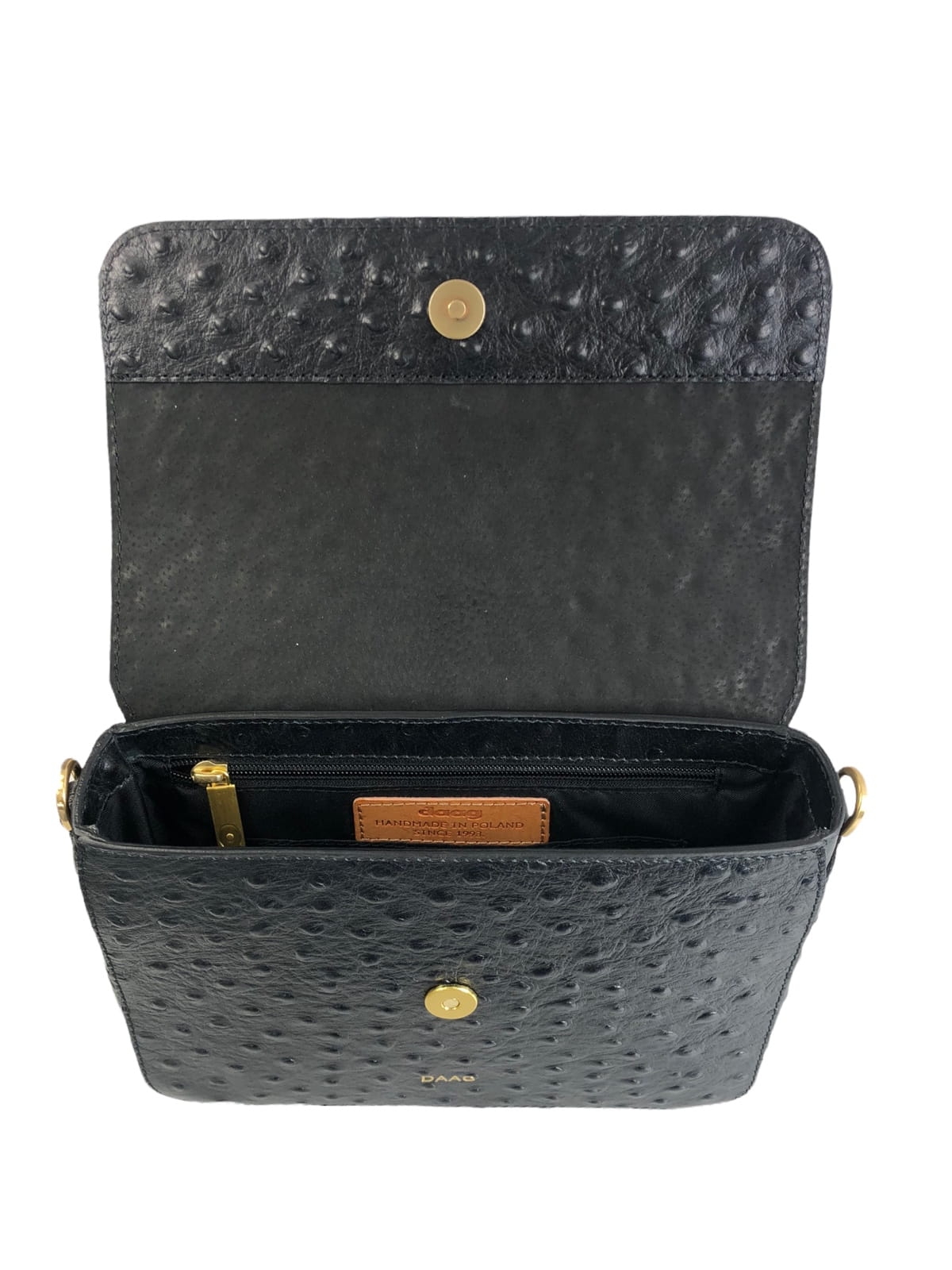 MARIA czarna skórzana torebka damska listonoszka torba na ramię