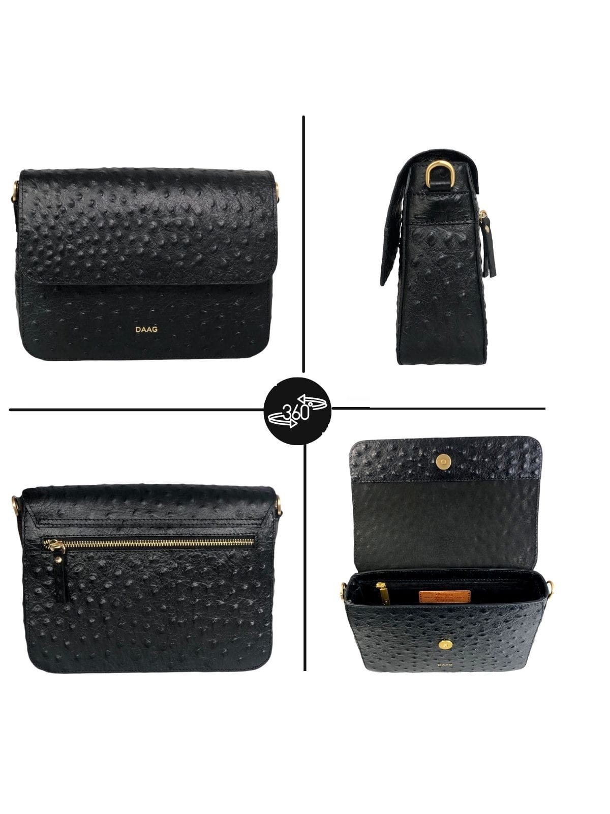 MARIA czarna skórzana torebka damska listonoszka torba na ramię