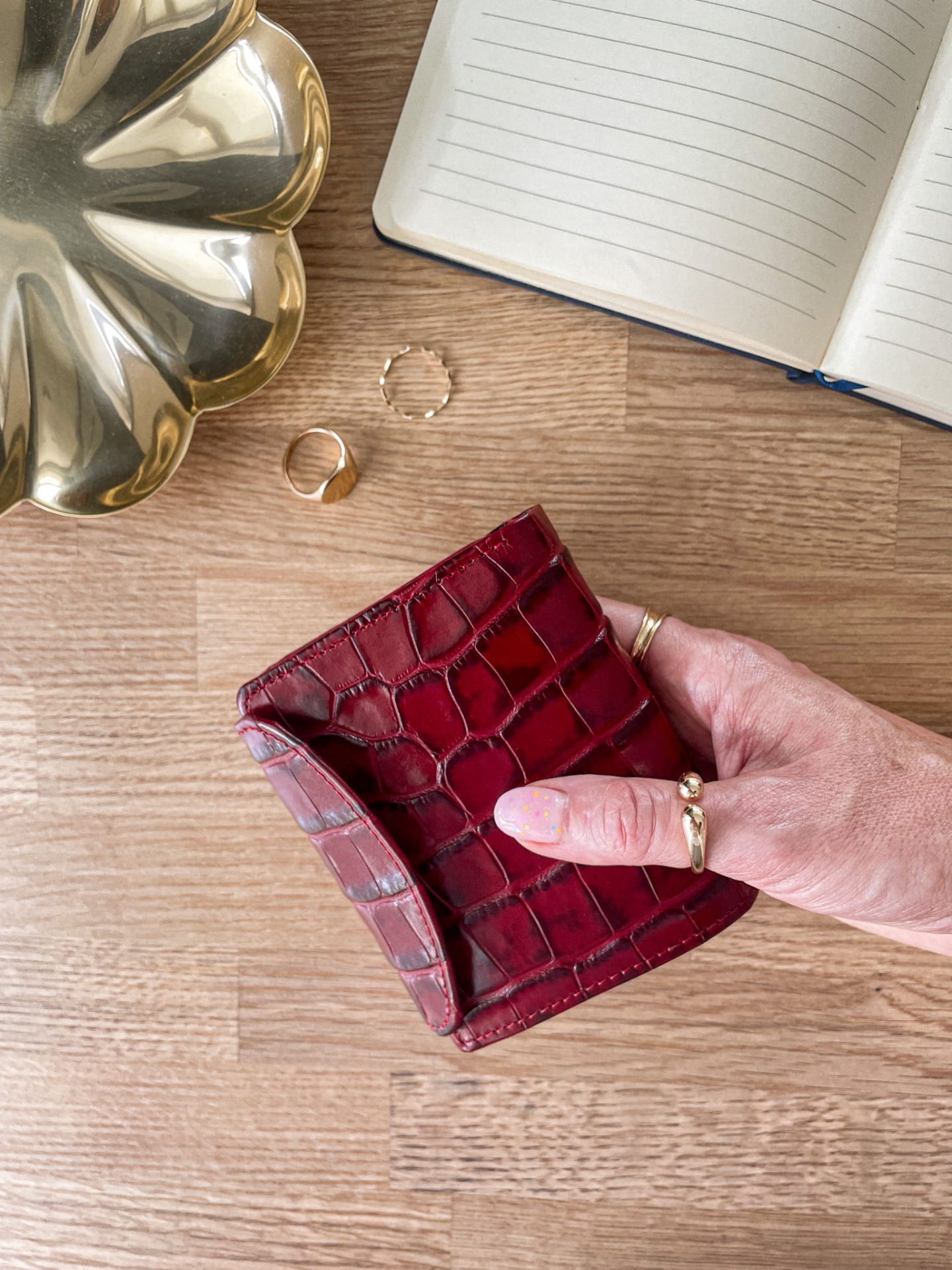 MELANIE czerwony skórzany portfel damski croco