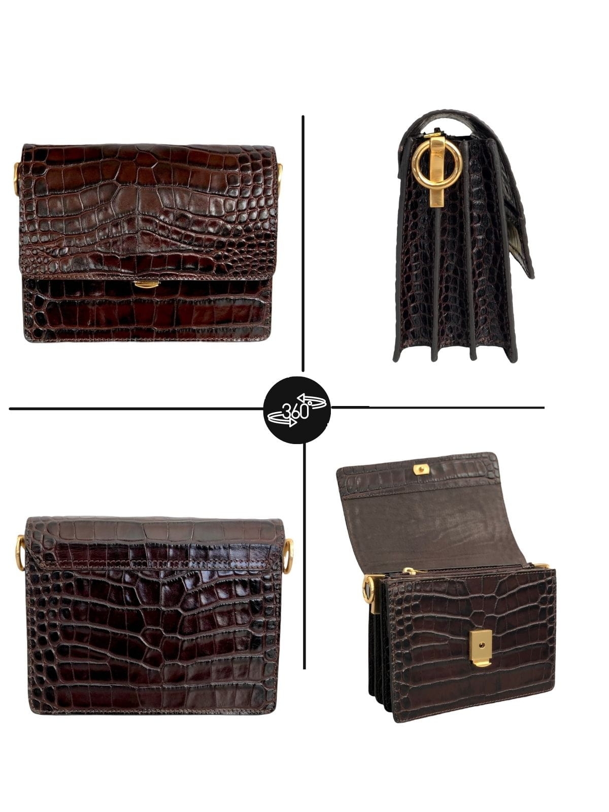 MINI HARMONY mała brązowa damska torebka skórzana