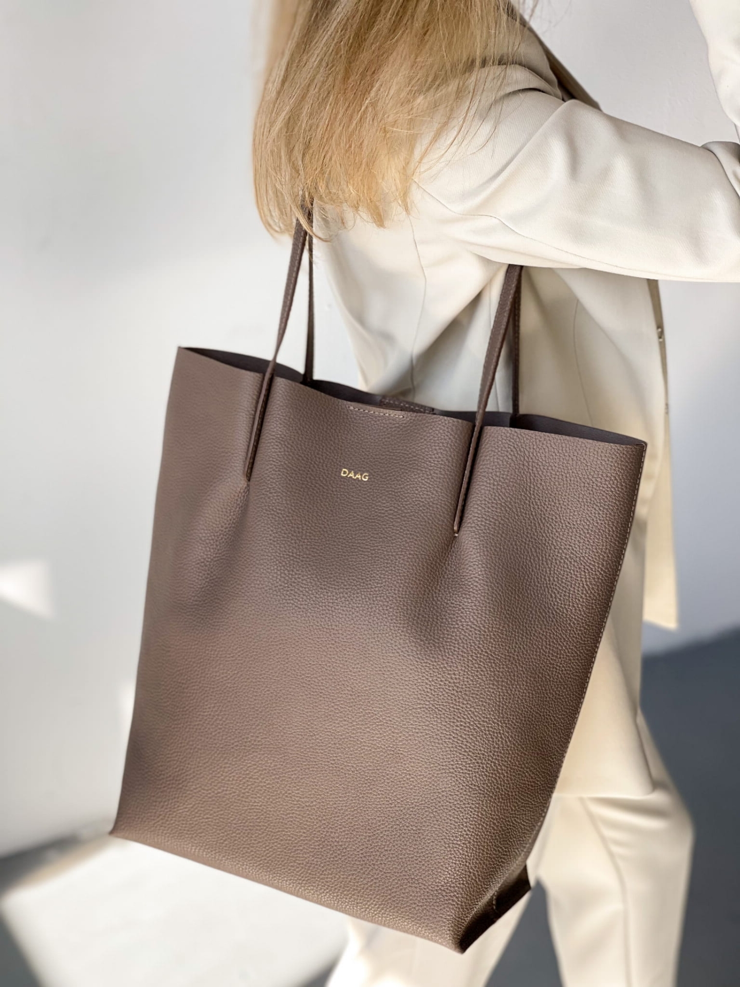 BLANKA torba shopper damska duża skórzana taupe shopperka.jpeg