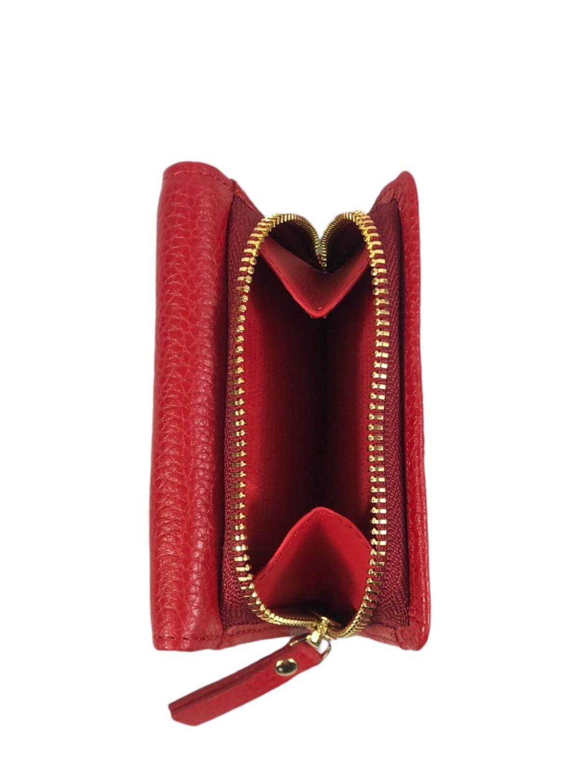 LINDA czerwony skórzany portfel damski groszek