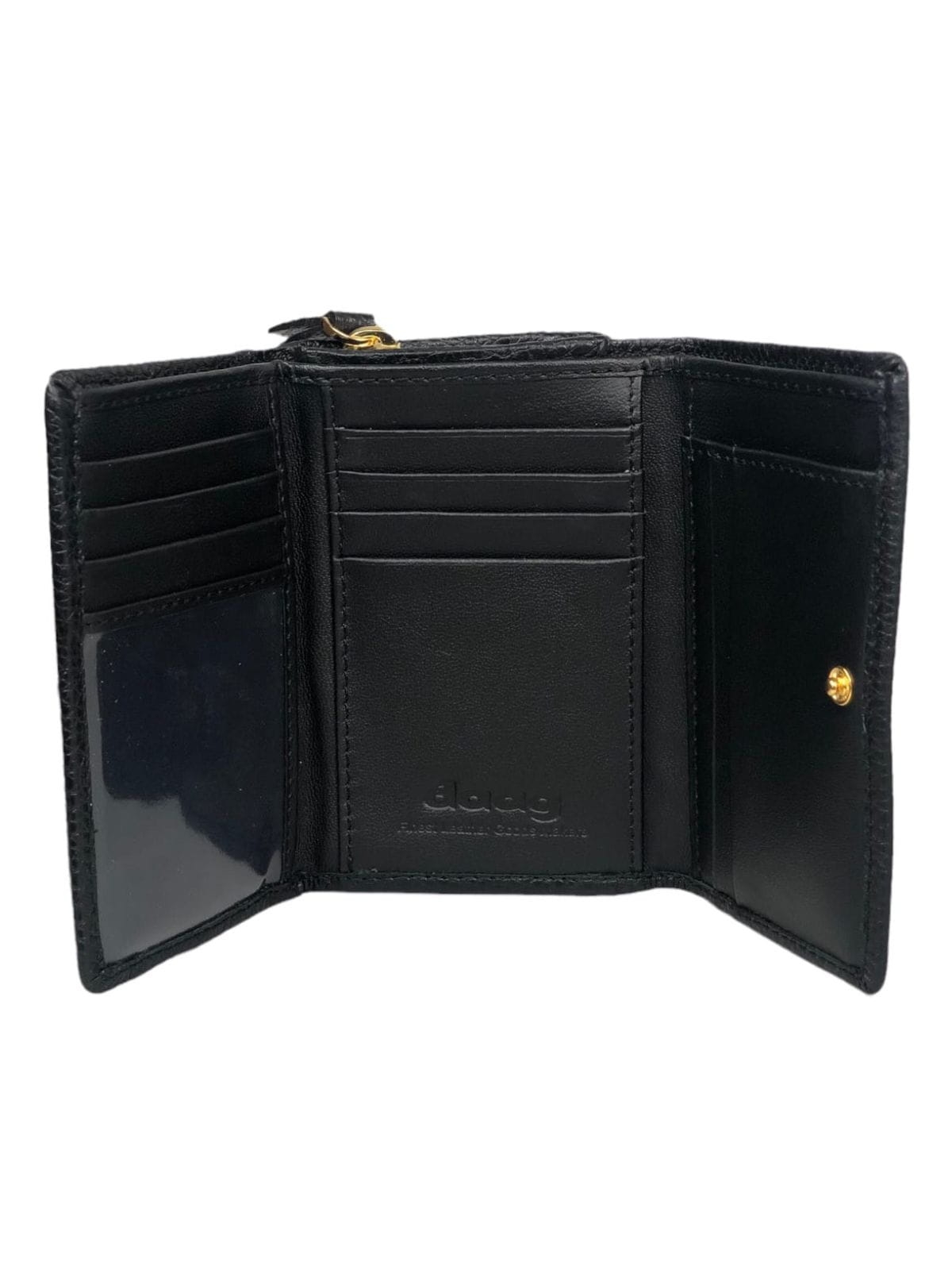 LINDA czarny skórzany portfel damski groszek