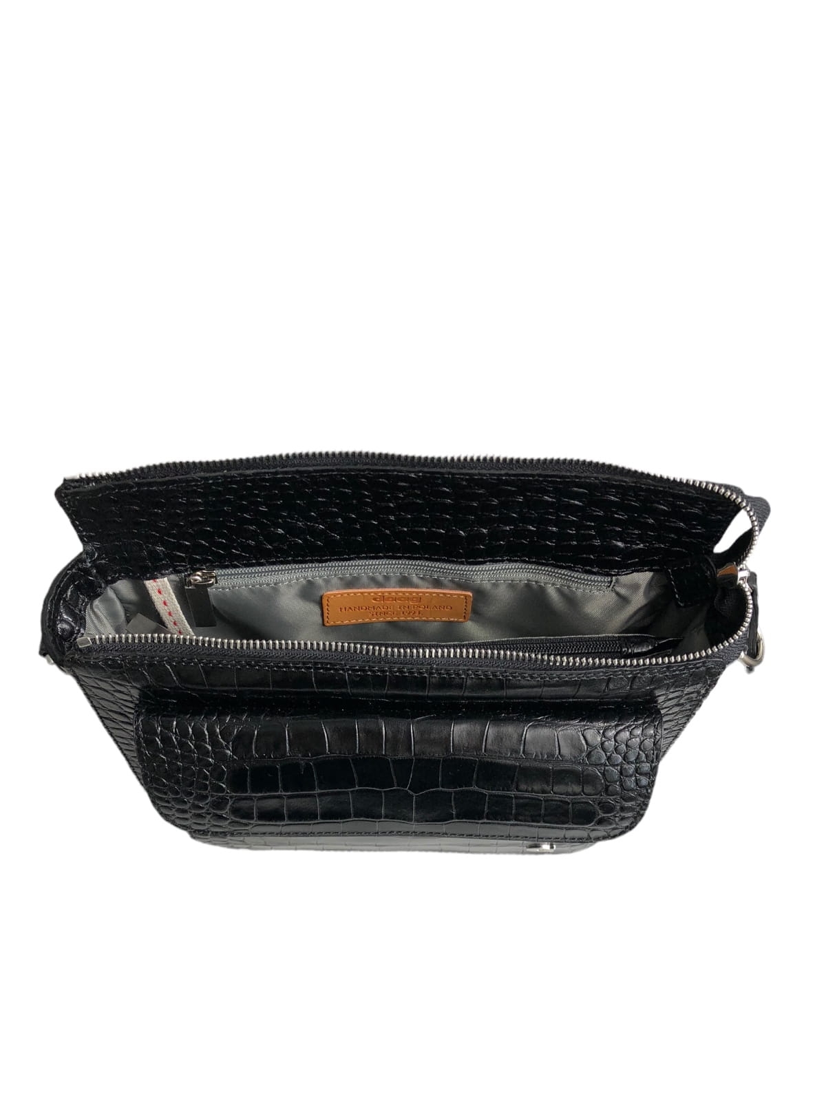 MARLOTTE duża czarna skórzana torebka damska listonoszka torba na ramię srebrne elementy