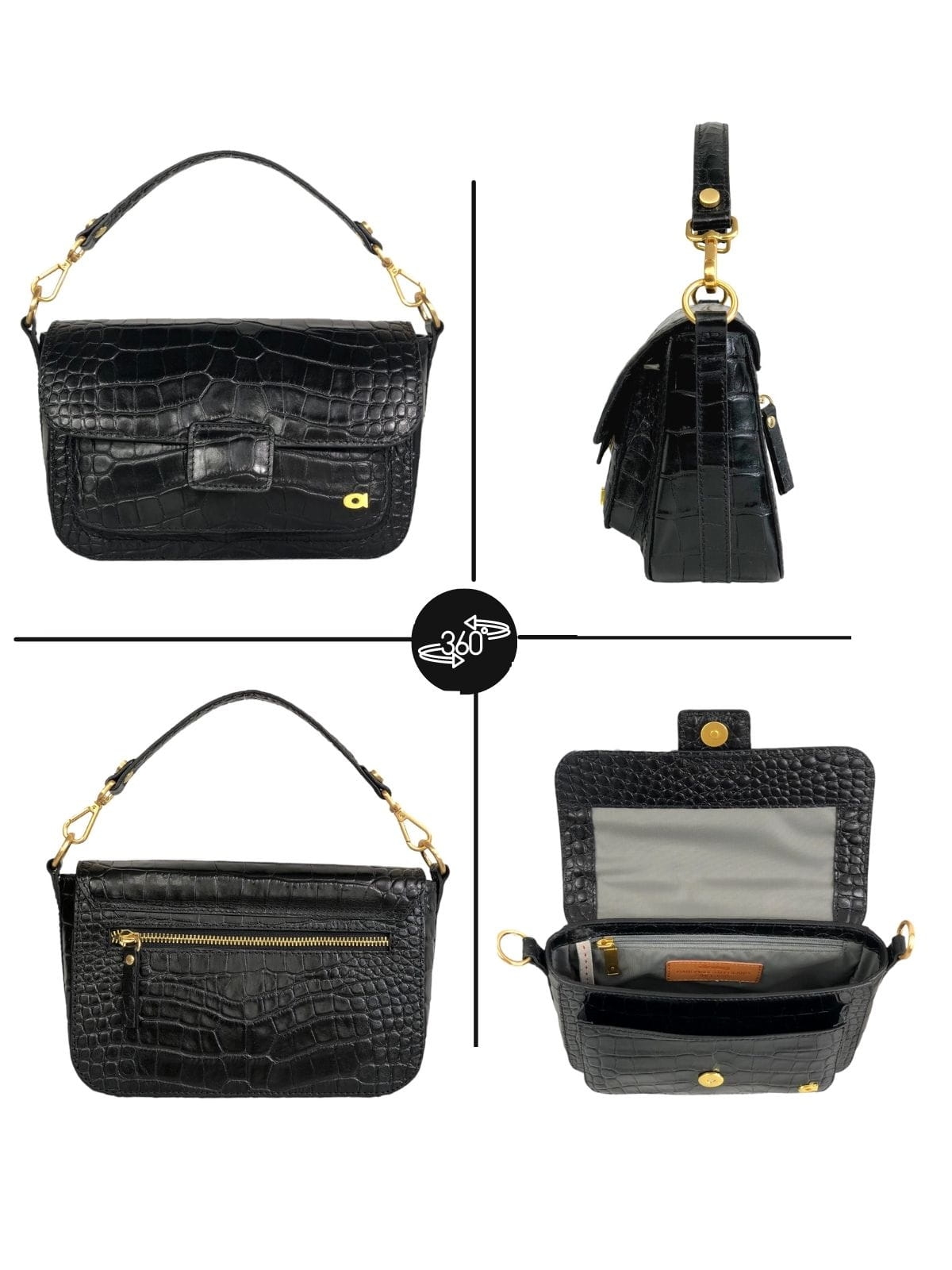 MADELINE MINI mała czarna skórzana torebka damska na ramię