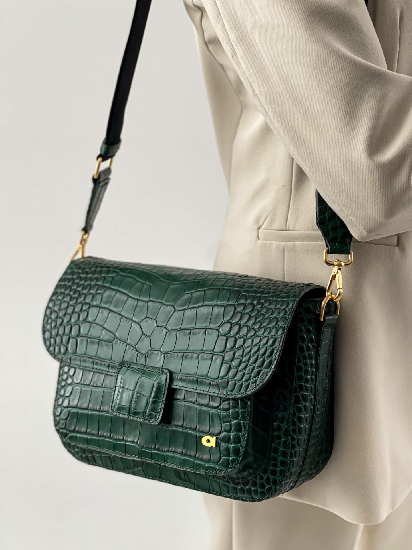 MADELINE butelkowa zieleń skórzana torebka damska duża