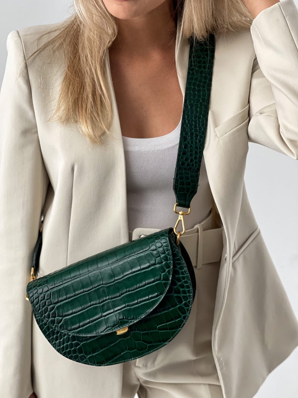 ROSALIE butelkowa zieleń torebka damska półksiężyc