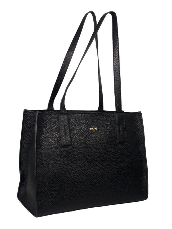 MINI HERMIONA torba shopper damska skórzana shopperka czarna