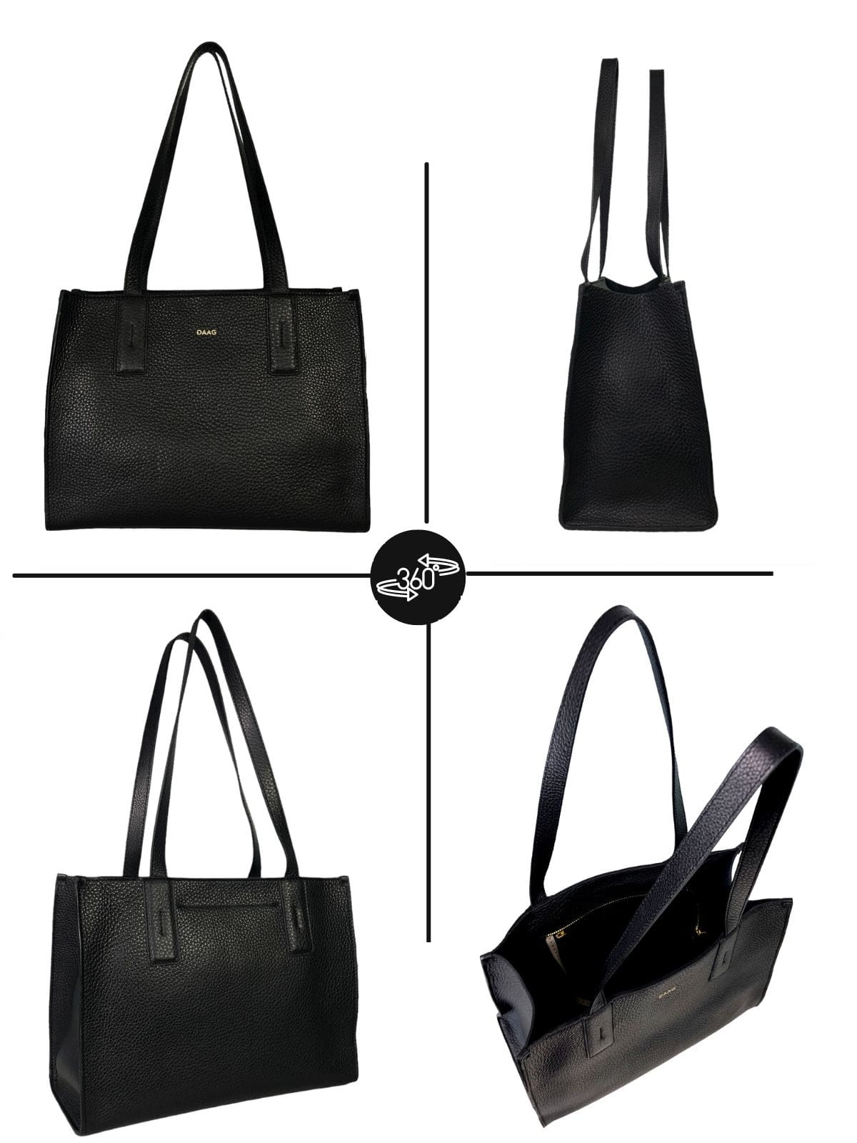 MINI HERMIONA torba shopper damska skórzana shopperka czarna