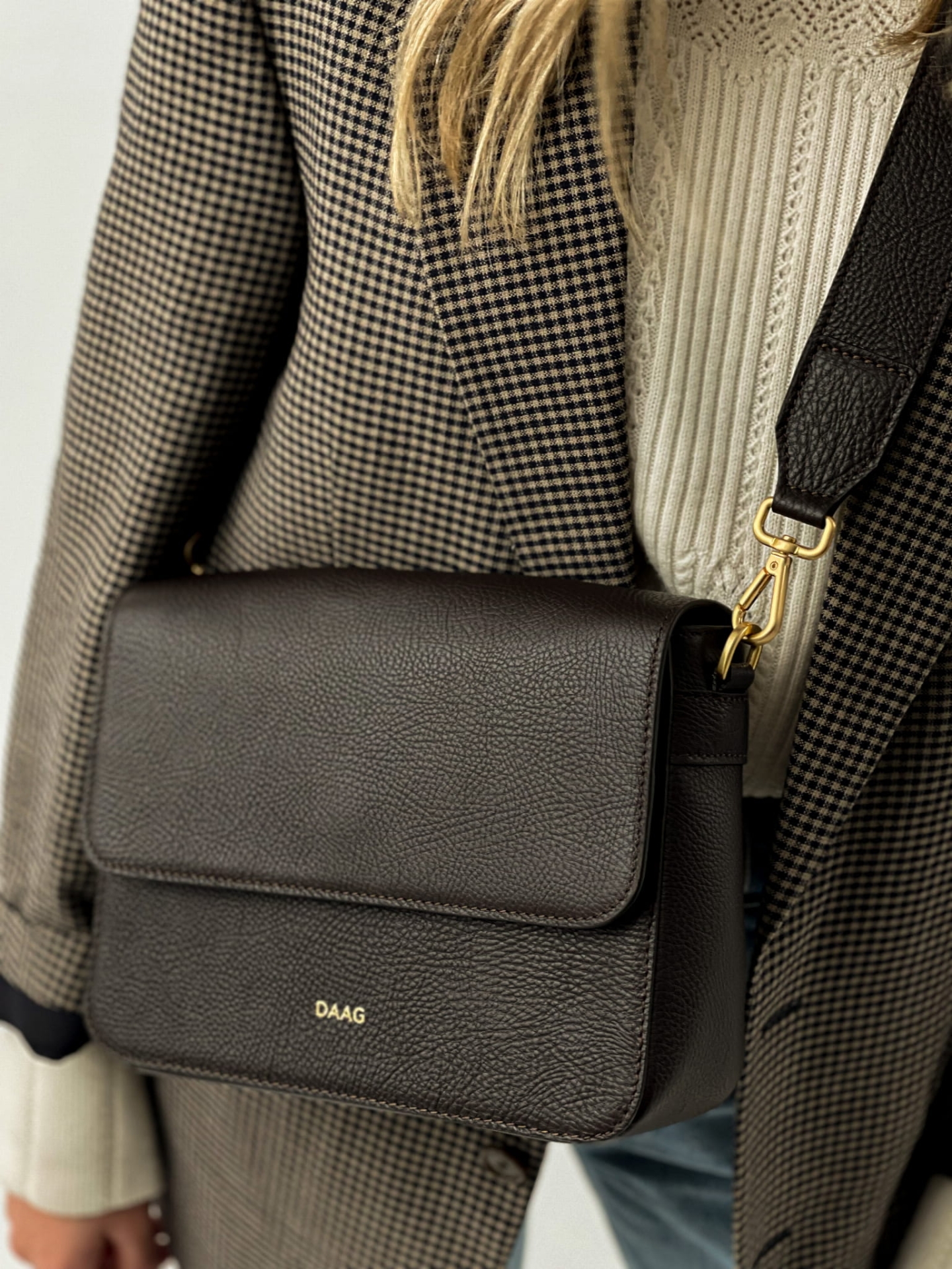 MARIA brąz skórzana torebka damska listonoszka torba na ramię