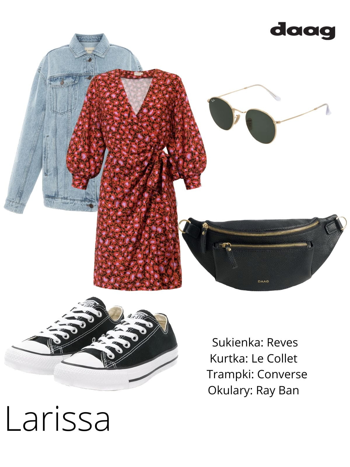 LARISSA czarna duża damska nerka saszetka torebka skórzana