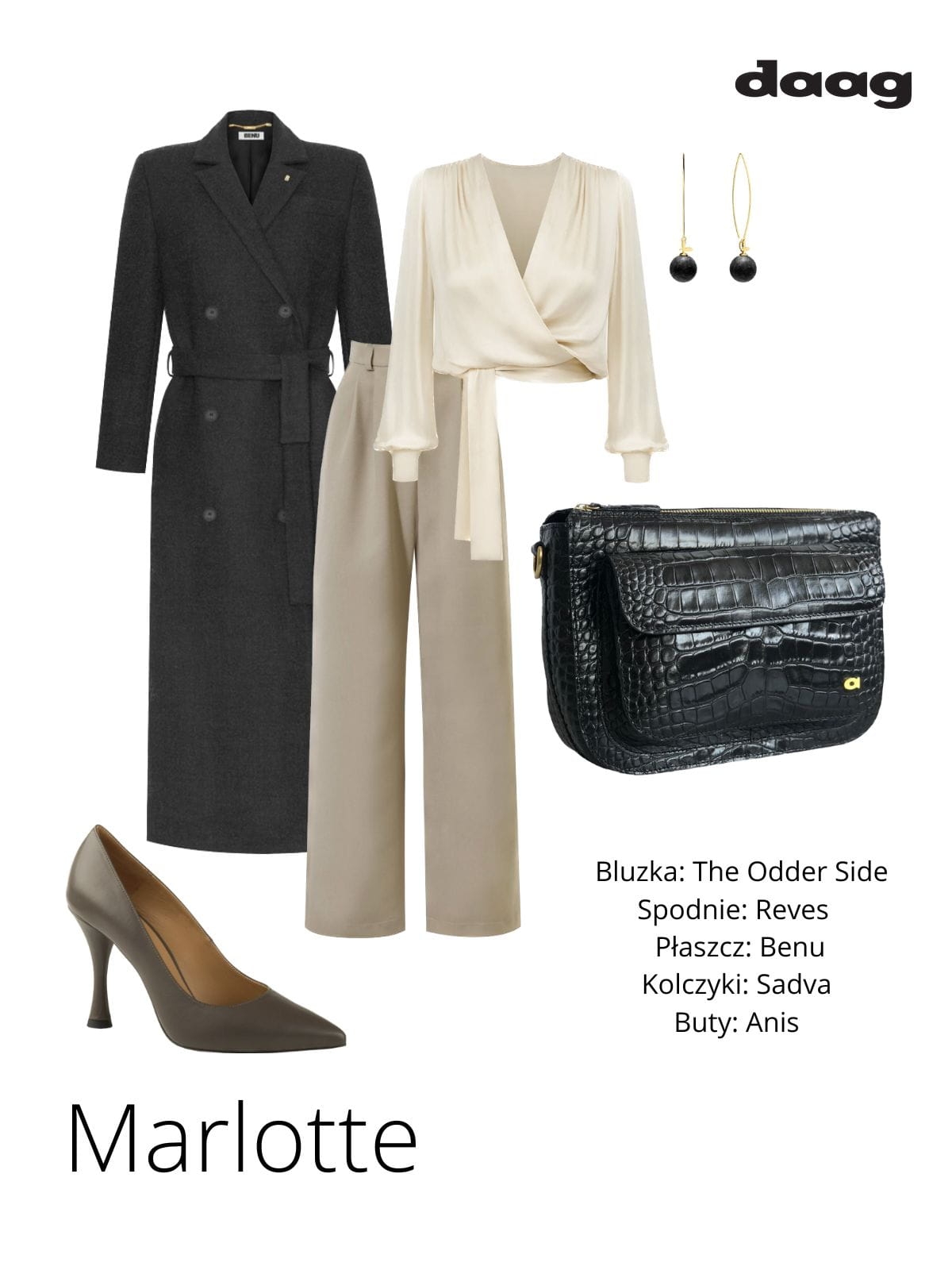 MARLOTTE czarna duża skórzana torebka damska listonoszka torba na ramię