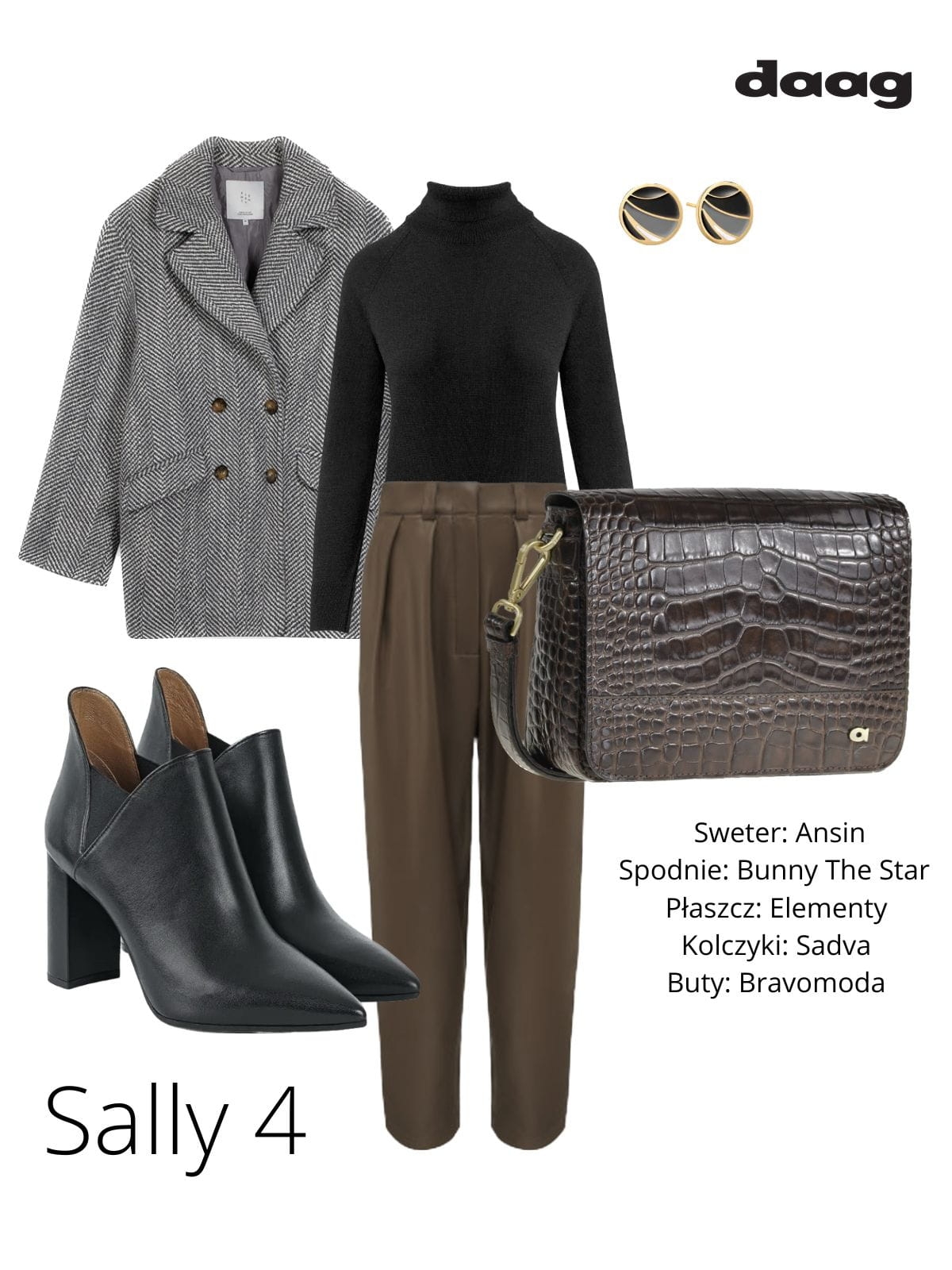 SALLY 4 brązowa skórzana torebka damska listonoszka