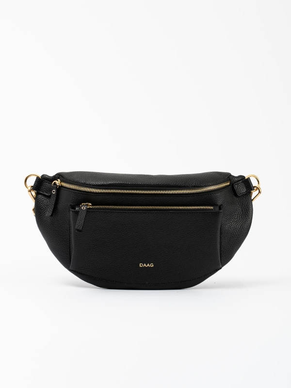 LARISSA XL czarna duża nerka damska saszetka torebka skórzana