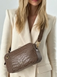 SALLY 2 dark nude skórzana duża torebka damska listonoszka torebka na ramię