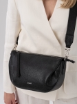 PENELOPE czarna skórzana torebka damska listonoszka torba na ramię srebrne elementy