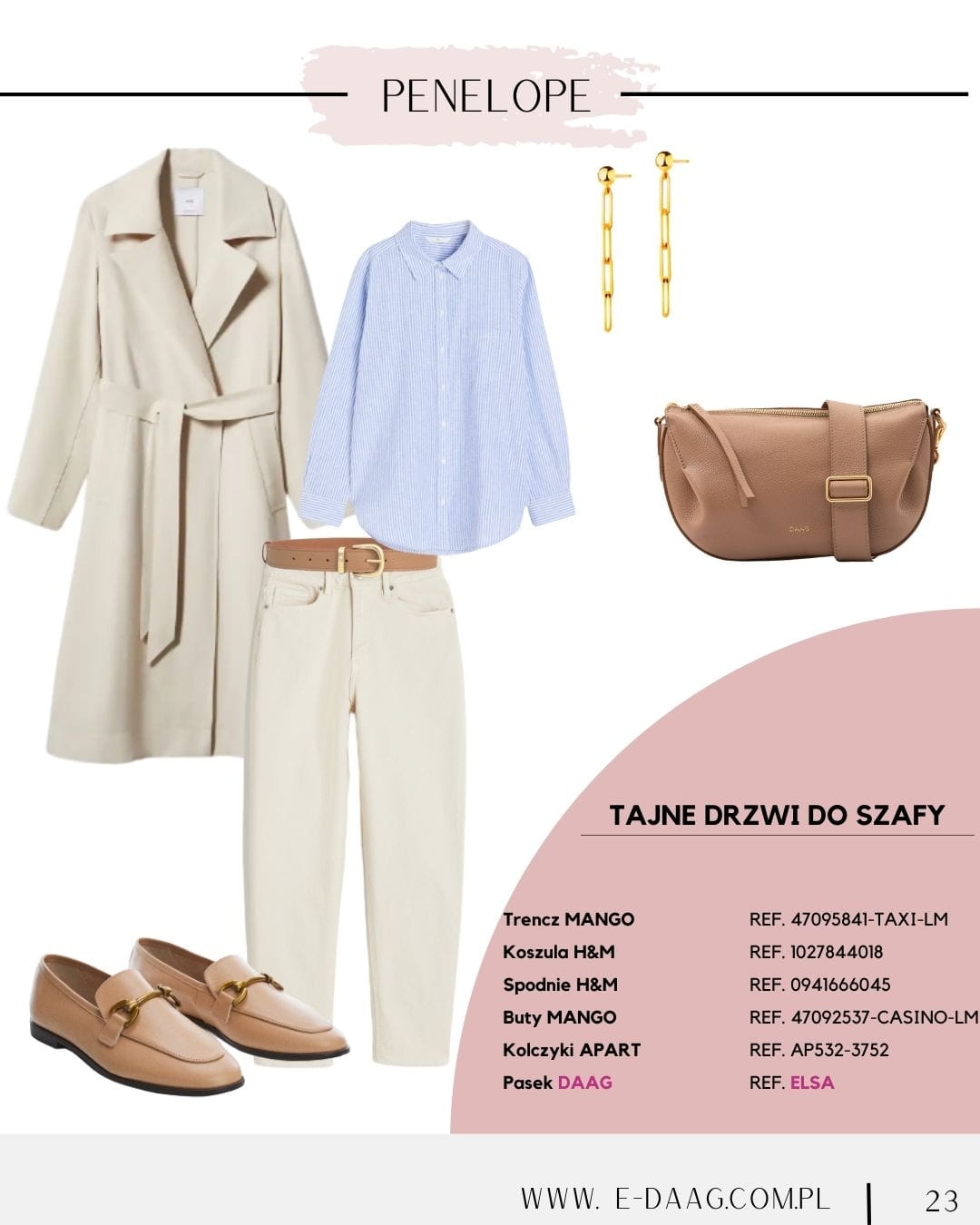 PENELOPE beżowa skórzana torebka damska listonoszka torba na ramię