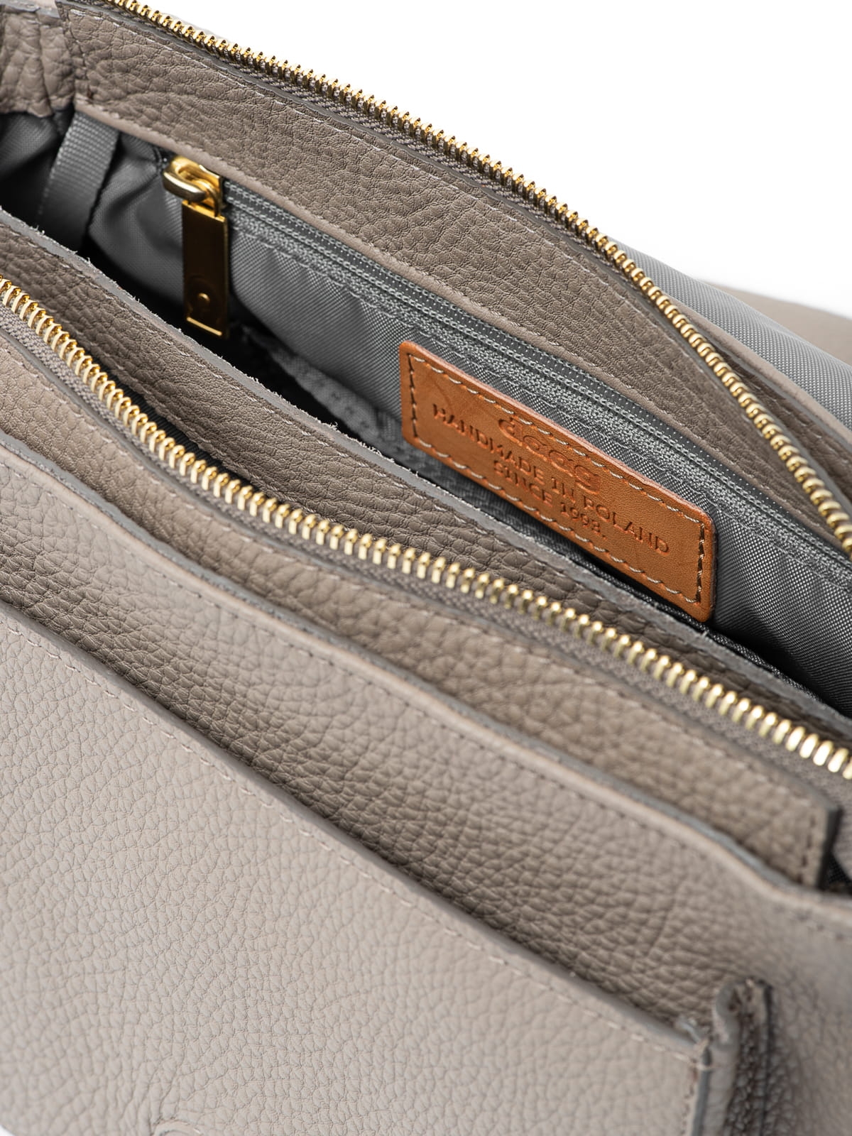 EMMANUELA taupe skórzana torebka damska listonoszka torba na ramię