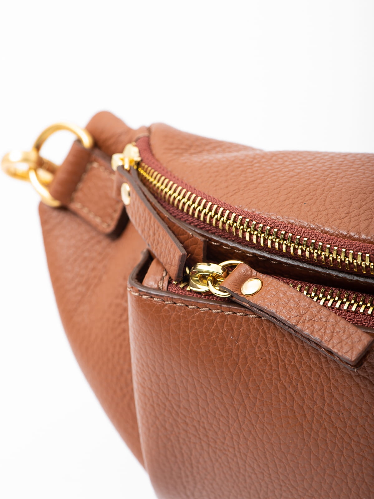 LARISSA koniak duża damska nerka saszetka torebka skórzana