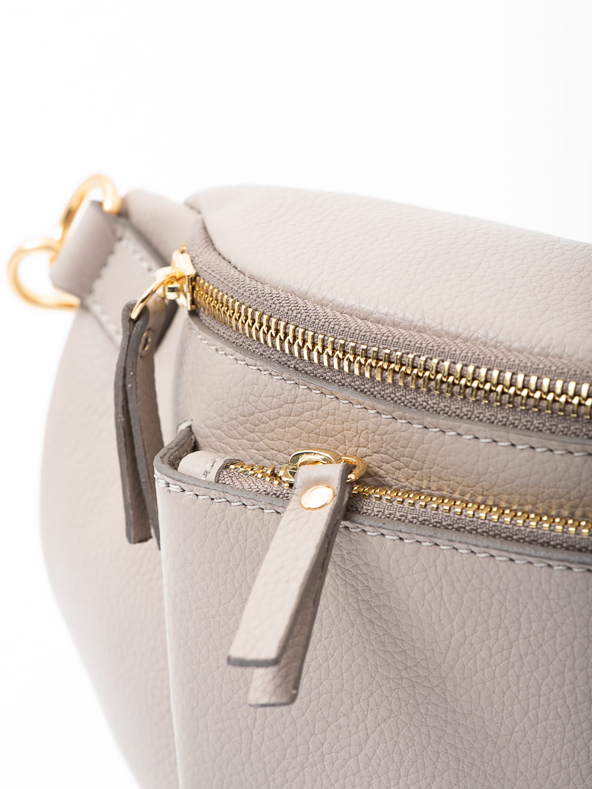 LARISSA XL beżowa duża nerka damska saszetka torebka skórzana