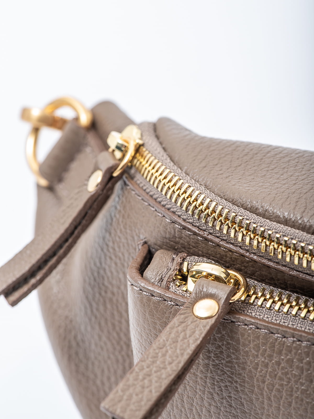 LARISSA taupe duża damska nerka saszetka torebka skórzana