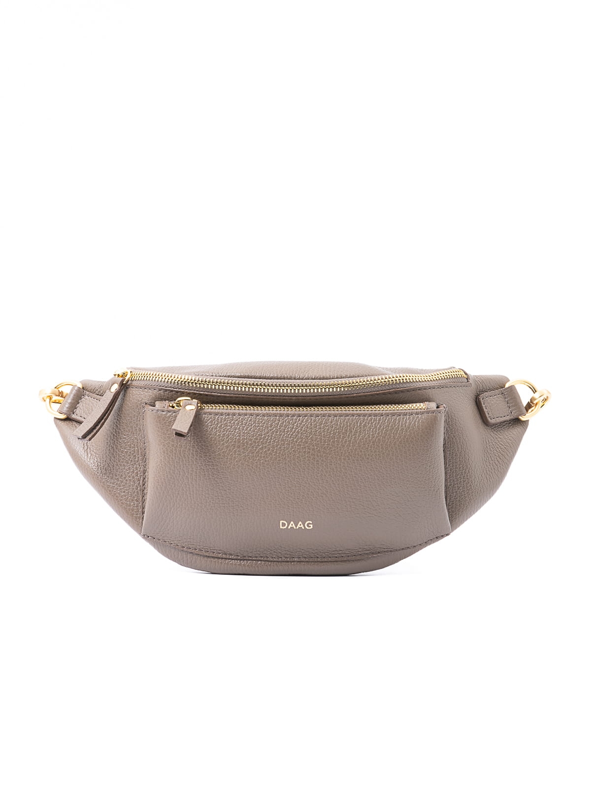 LARISSA taupe duża damska nerka saszetka torebka skórzana